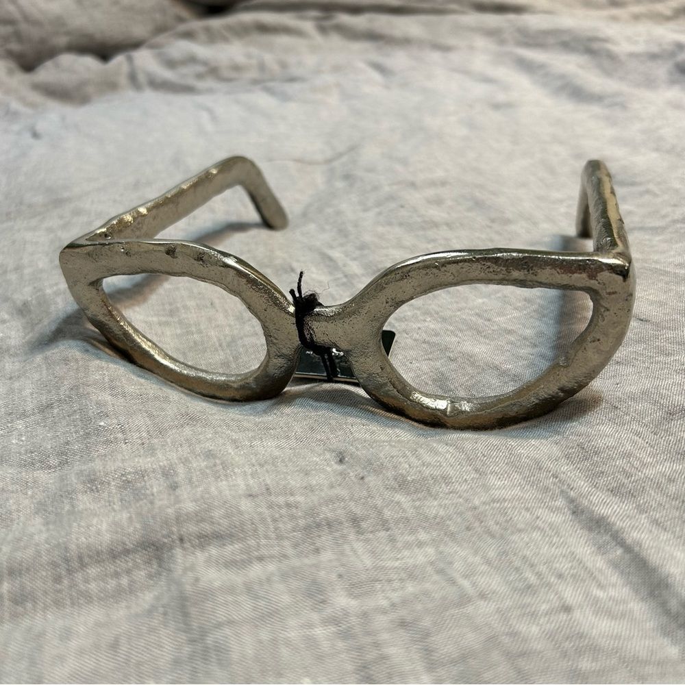 Decorative Hammered Metal Cateye Glasses Sculpture Art